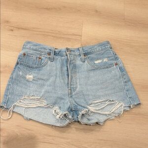 Levi's Light Blue Ripped Jean Shorts